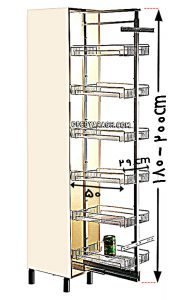 ابعاد سبد سوپری و یونیت کابینت سوپرمارکت برای کابینت هایی با ارتفاع 170 سانتی متر