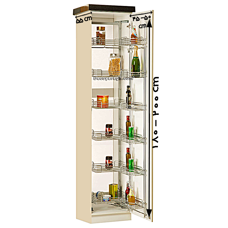 سبد سوپر یخچالی بهینه 6 طبقه مدل 91181 ارتفاع 180-200 سانت تناسب ابعاد تجهیزات داخل کابینت و یونیت