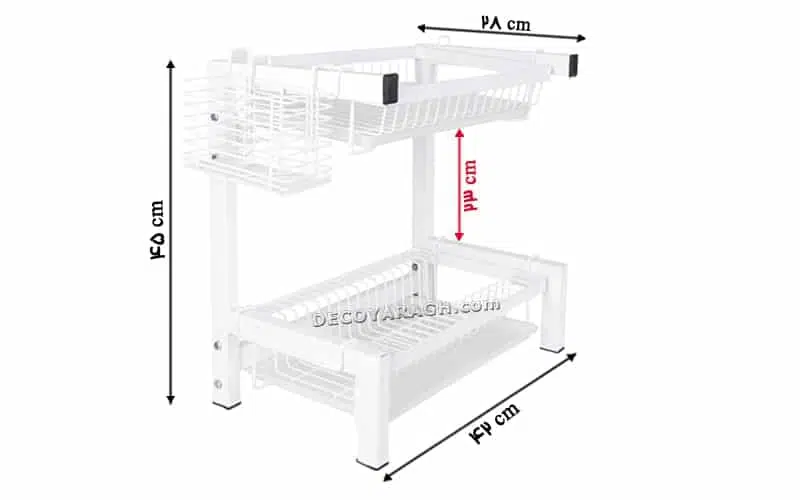 طول، عرض و ارتفاع دقیق سبد جاظرفی سفید روی کابینت چه اندازه است؟